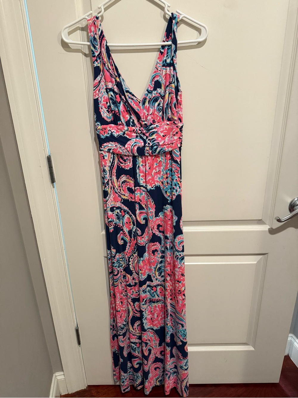 Lily Pulitzer Navy & Pink Paisley Maxi Dress - Sleeveless V-Neck